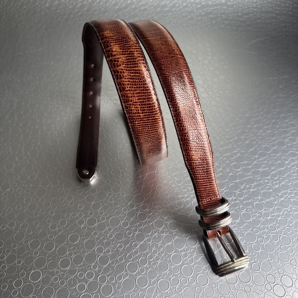 Vintage 1990 Brighton Onyx Brown Western Ranger Belt 1.25" - Size 36